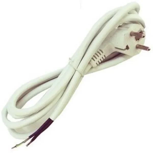 Cable Blanco + Clavija Inyectada 3x1.5mm  2m