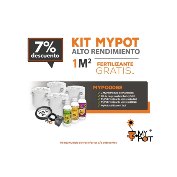 Kit de Cultivo Mypot en Alta Productividad para 1m2 (Fertilizante de Regalo)