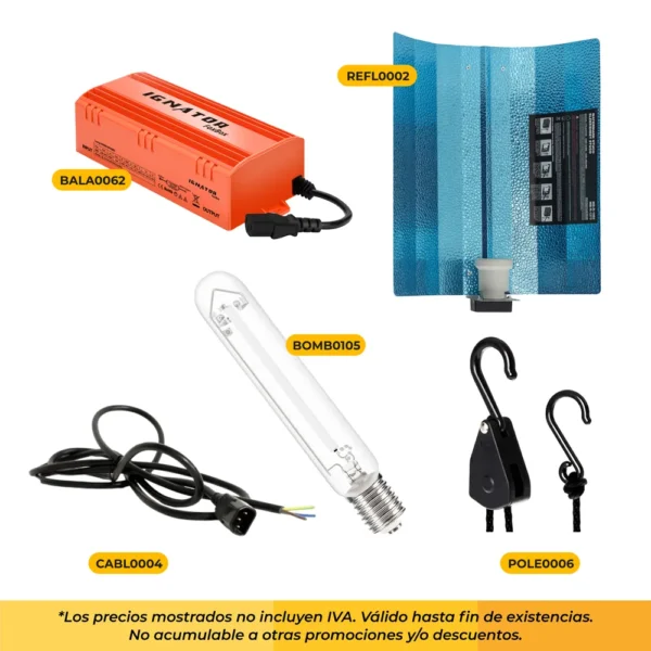 Kit FoxBox con stuco e Ignator HPS. Incluye Lighthanger y Cable