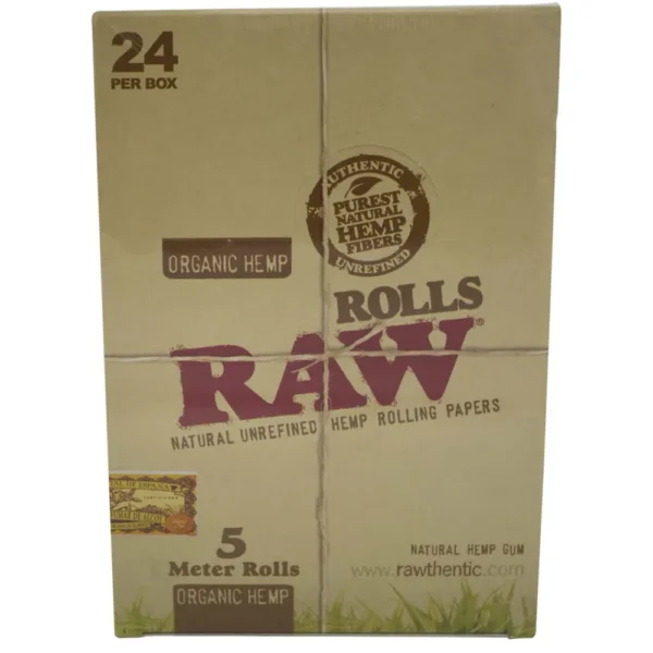 Papel de Fumar Raw Rolls Orgánico (24 Rollos de 5m)